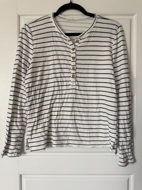 Marine Layer White & Navy Striped Long-Sleeve Henley
